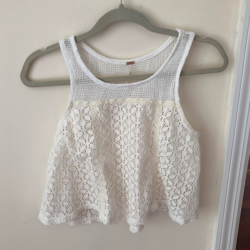 Off White Crochet Knit Free People Tank Top